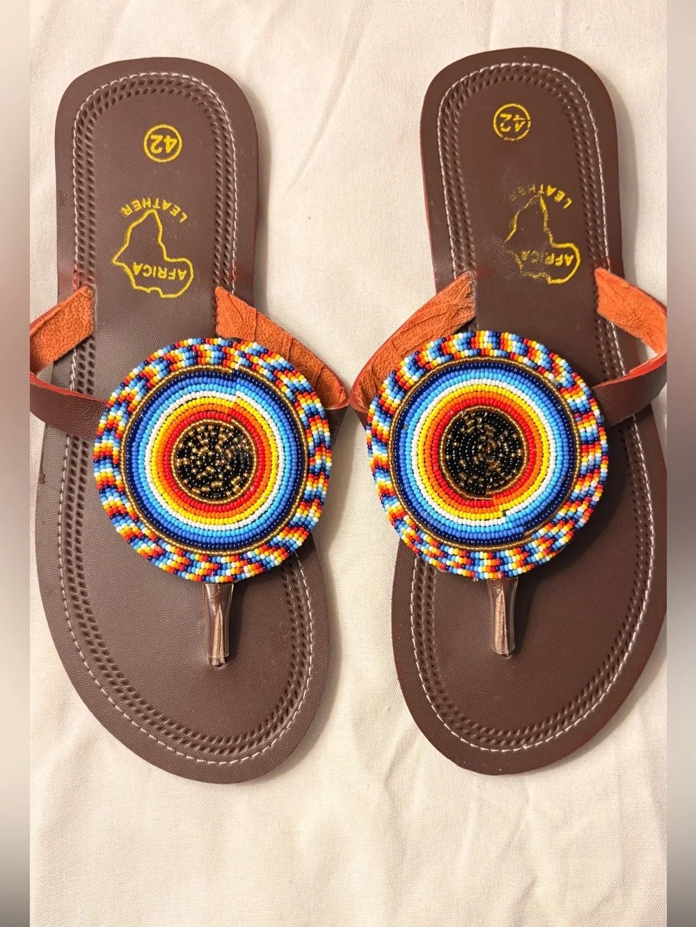 Africa Leather Multicolor Beaded Women’s Sandals